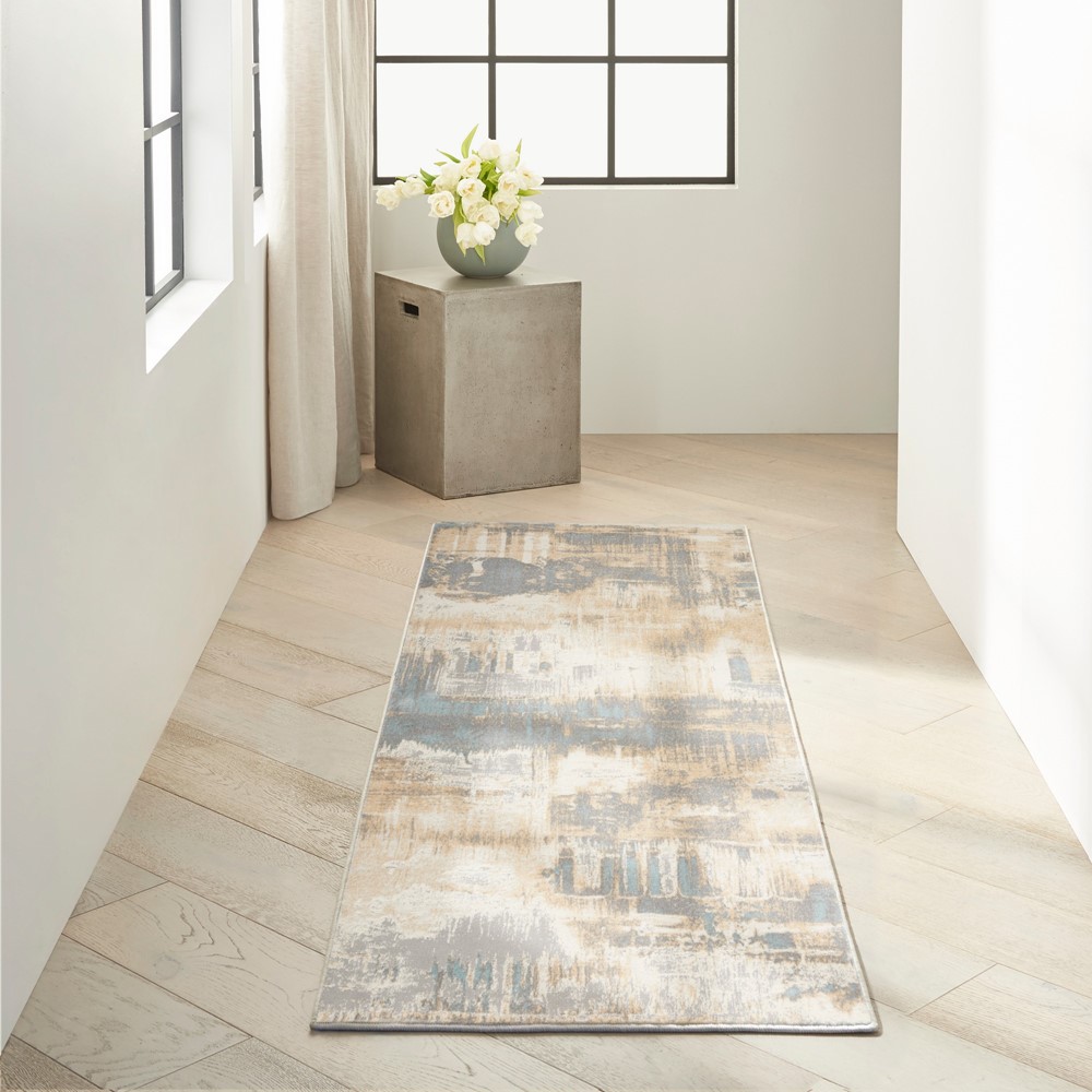 CK005 Enchanting ECH02 Runner Rug by Calvin Klein in Ivory Seaglass